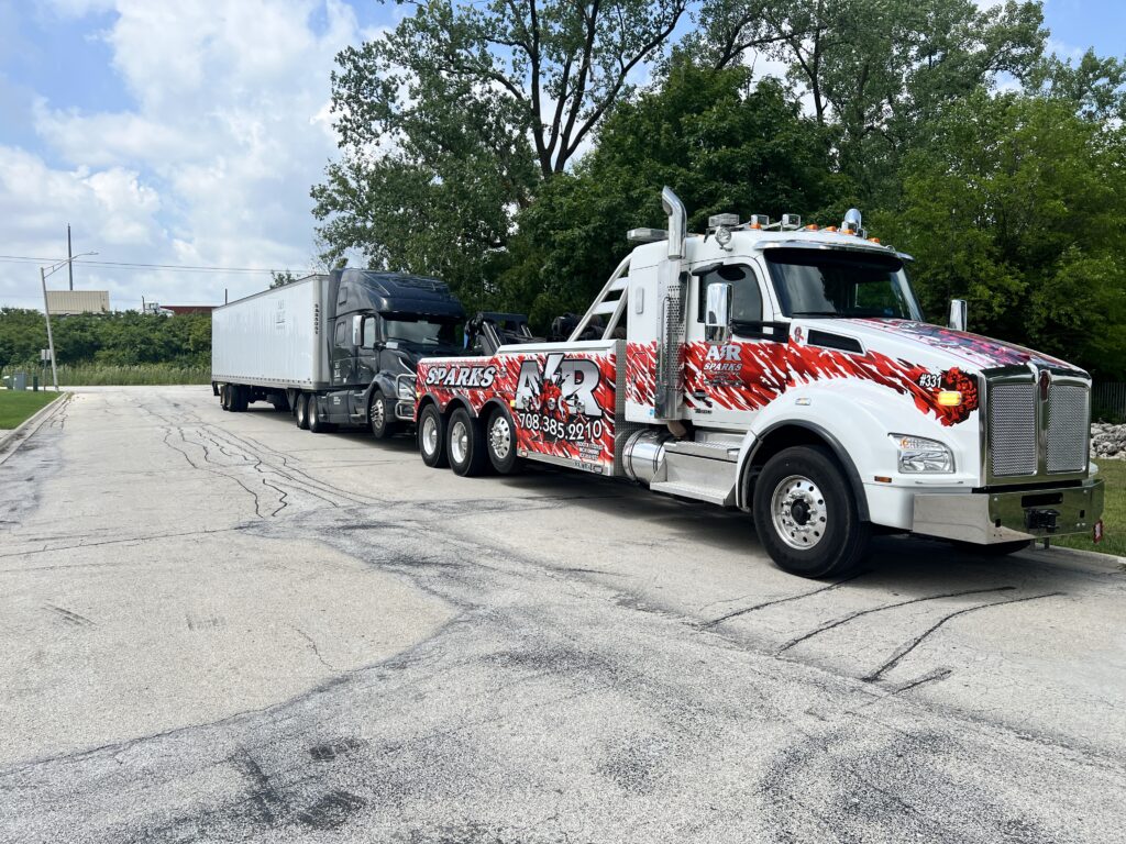 heavy duty towing, semi, alsip, il, chicago suburbs, ar spark heavy towing